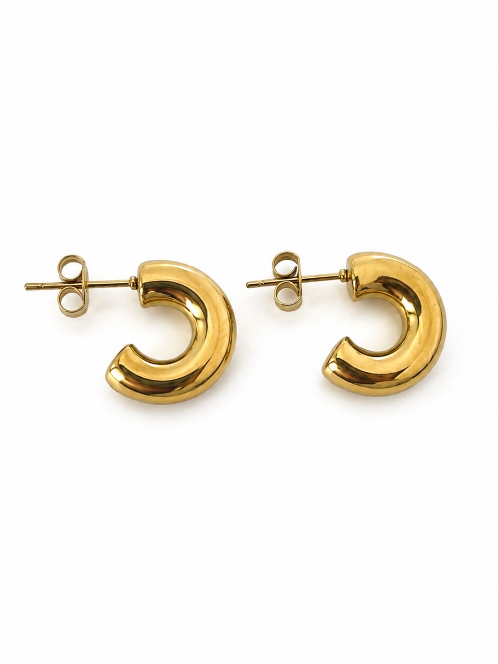 18K Gold PVD Chunky Mini Hoop Earrings | 316L Stainless Steel - Picture 1 of 4